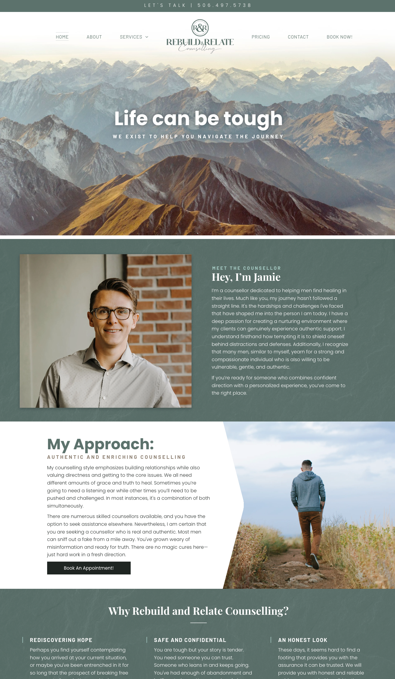 Rebuild and Relate Counselling website design