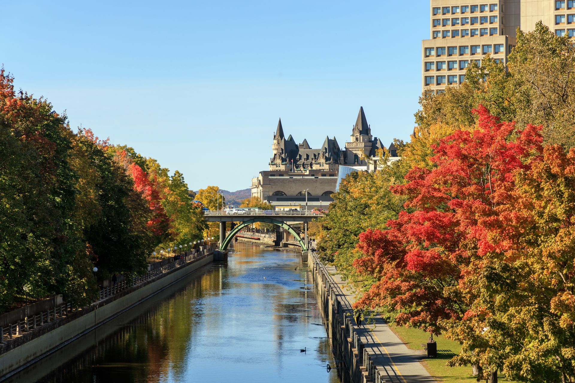 Rideau Canal with Parliament Buildings in Ottawa, Ontario