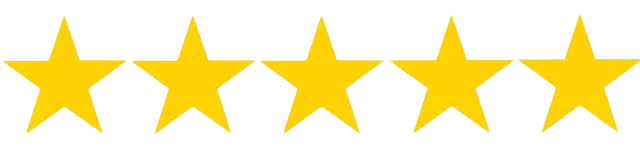 Cinq étoiles jaunes sont alignées sur un fond blanc.