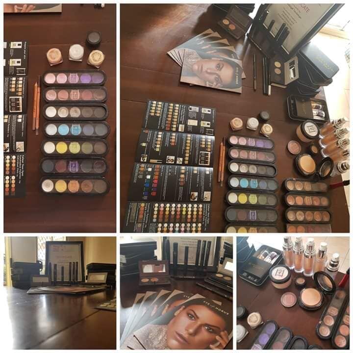 A Collage of Images Showing Different Types of Makeup on a Table — Bernadette's Beauty Care in Sarina, QLD