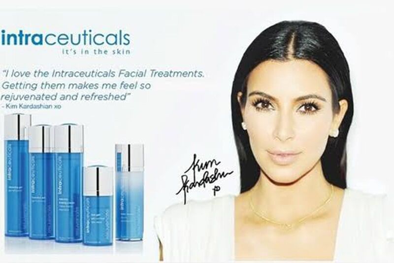 An Advertisement for Intraceuticals facial Treatments with a Picture of kim Kardashian — Bernadette's Beauty Care in Sarina, QLD