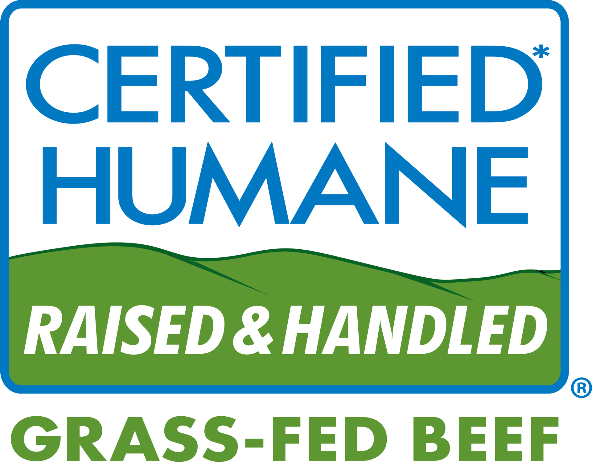The logo for certified humane raised and handled grass-fed beef