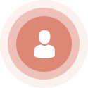 Person icon in concentric circles, shades of orange.