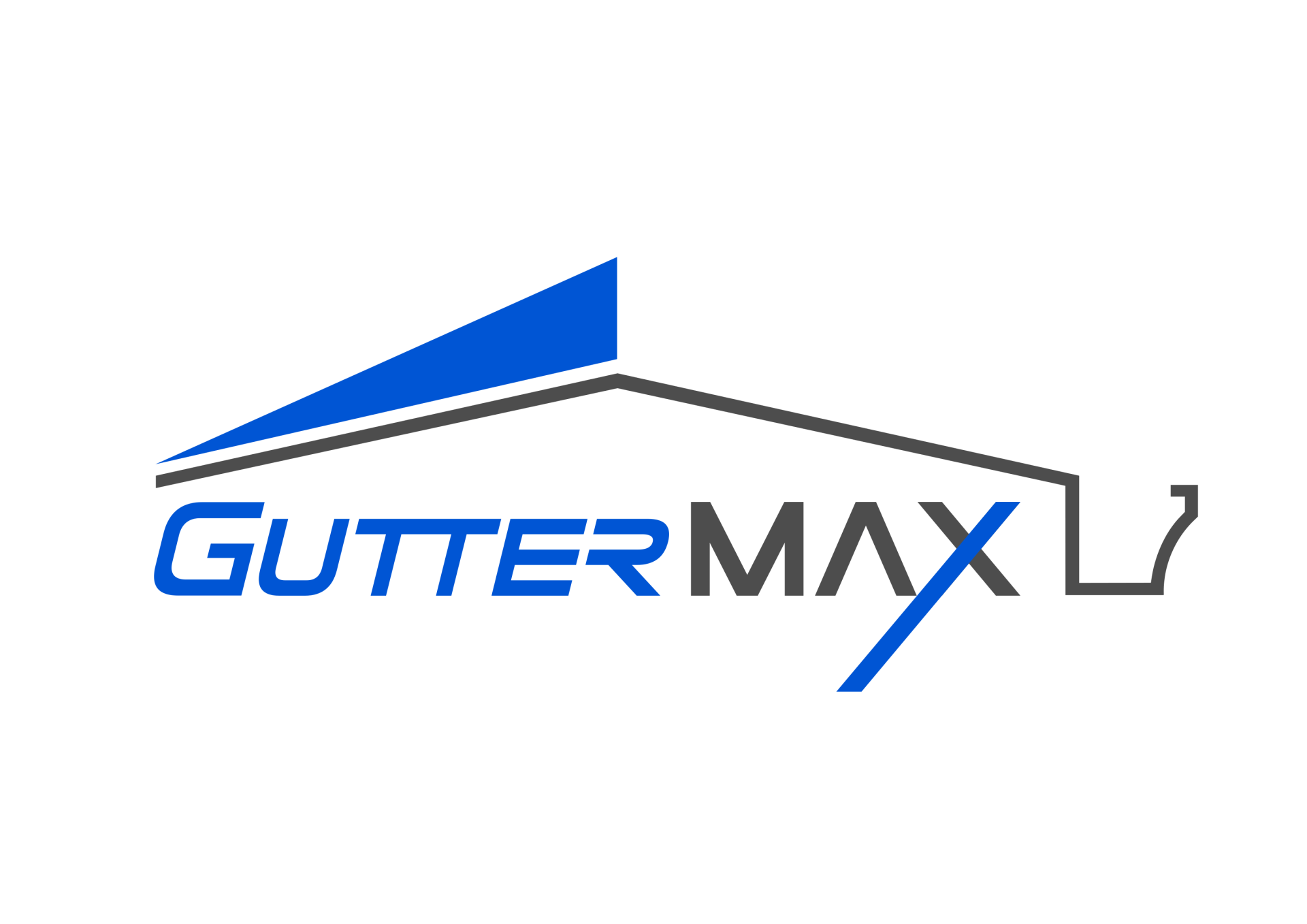 A blue and gray logo for Gutter Max