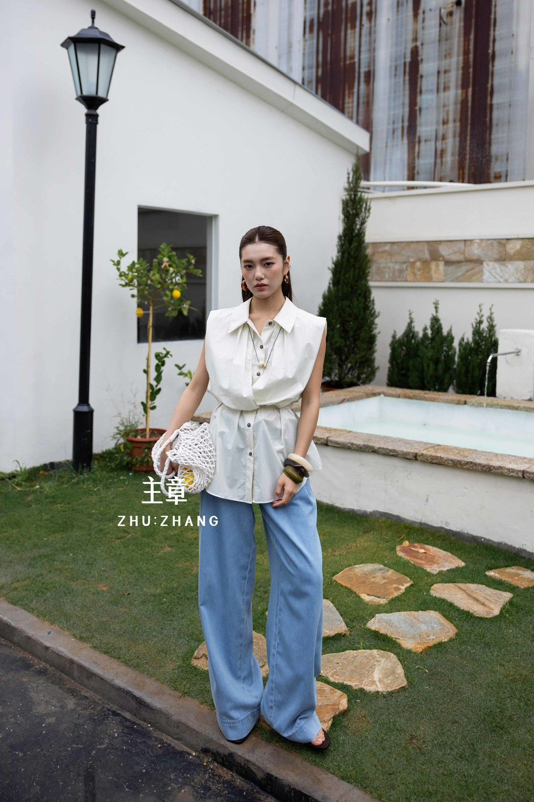 B082 假兩件式襯衫上衣