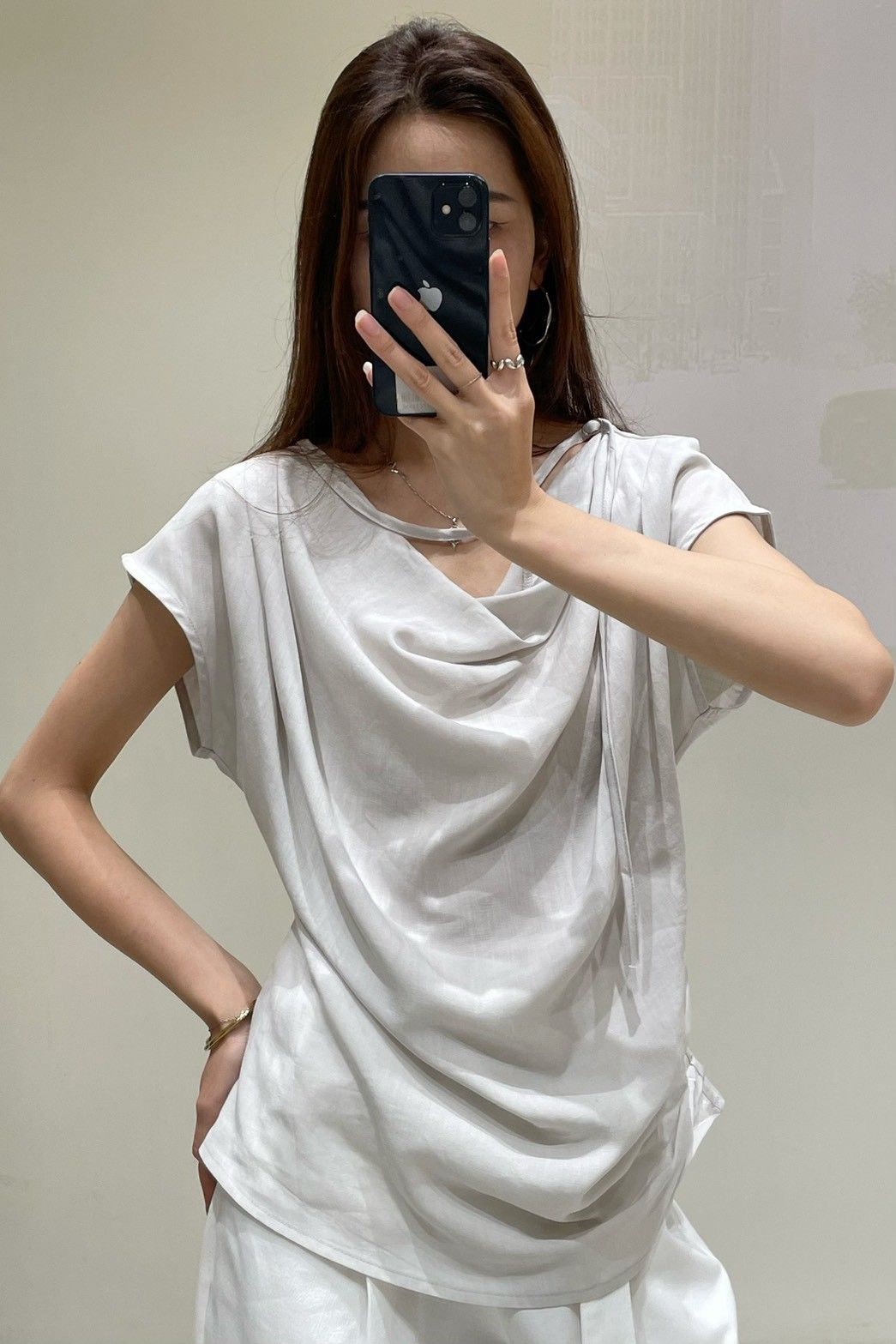 A033 蕩領棉麻上衣