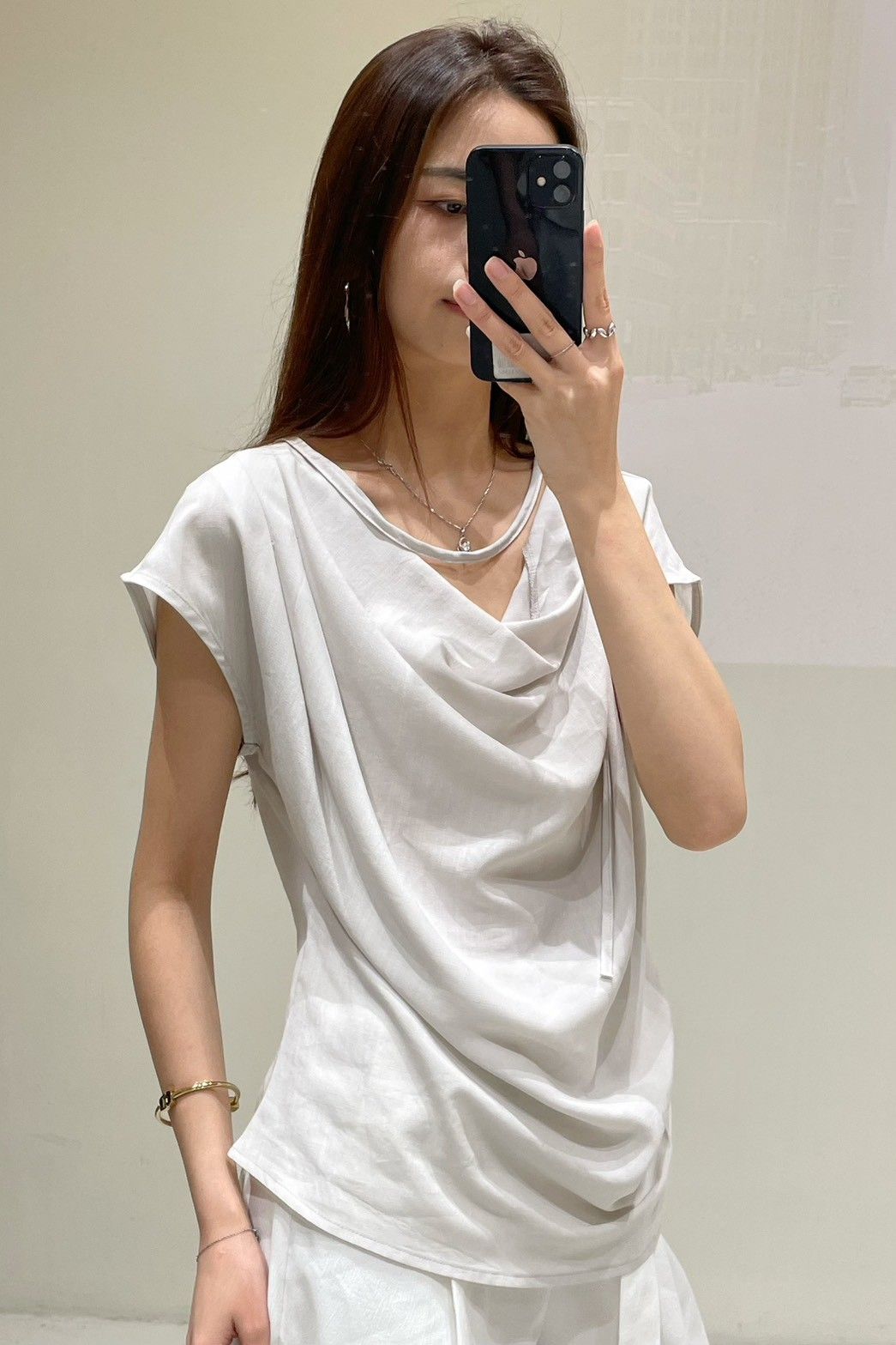 A033 蕩領棉麻上衣