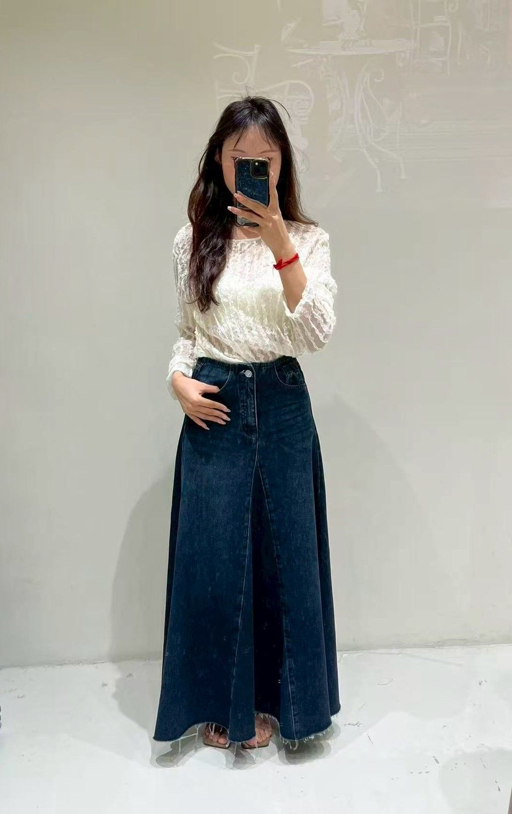 A031 高腰A字牛仔長裙（自留款）