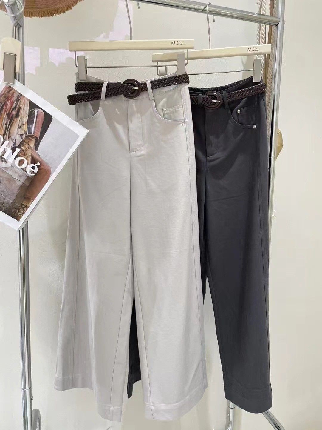 高腰直筒寬褲(後鬆緊腰頭)A002