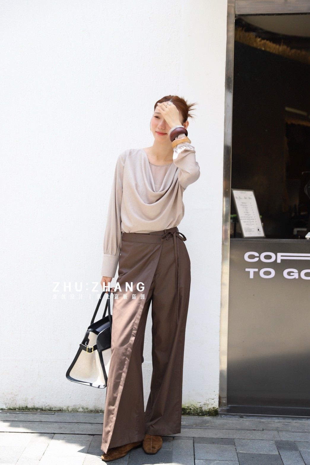 B005 拼接垂領上衣