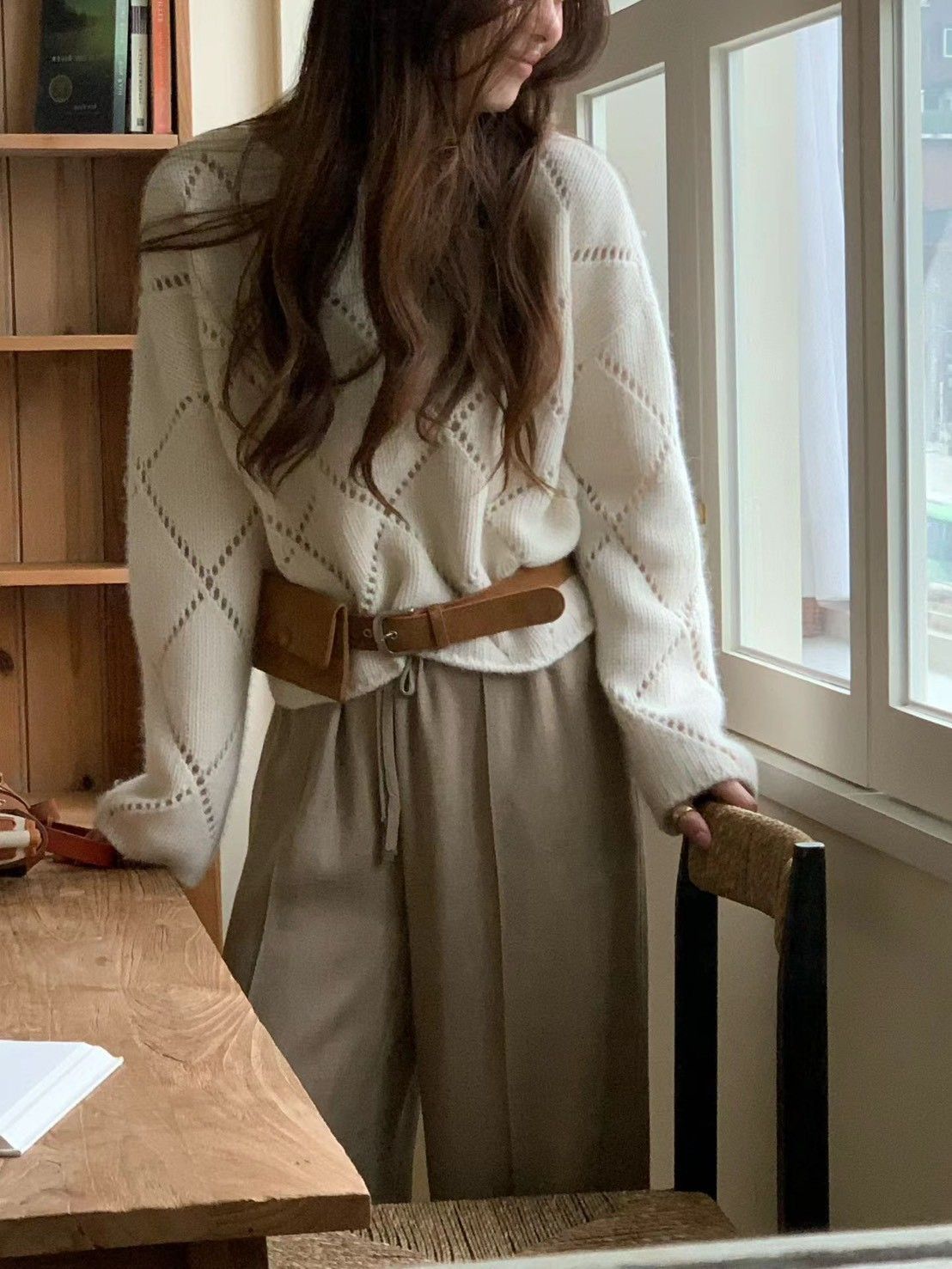 7折C007 菱格毛衣