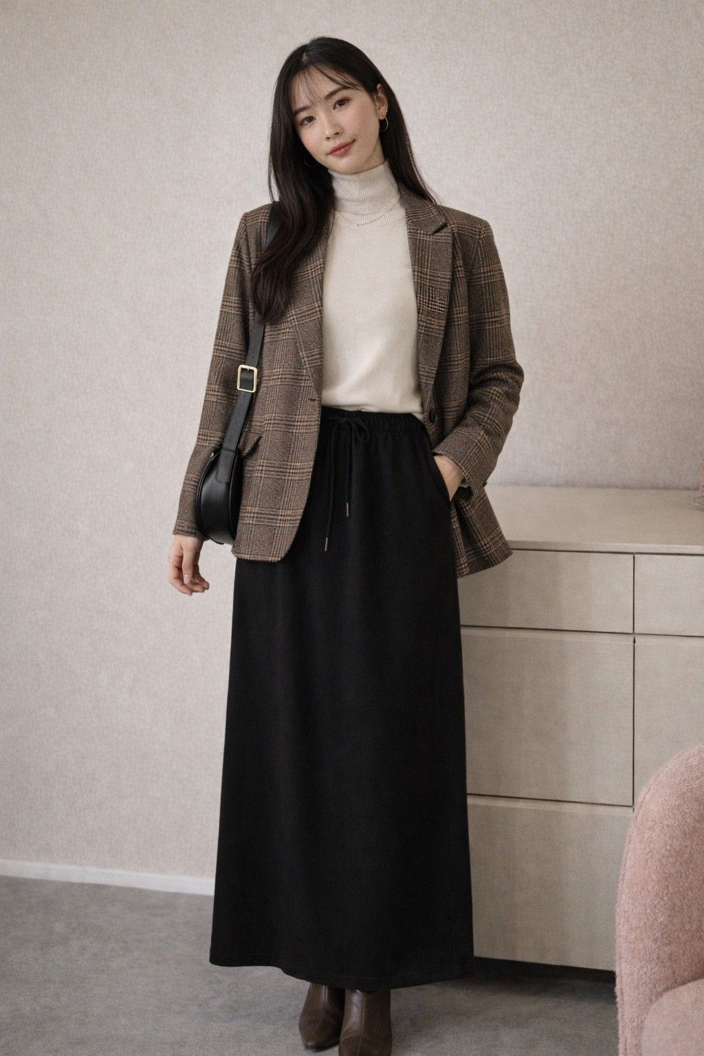 7折B055  質感鬆緊長裙