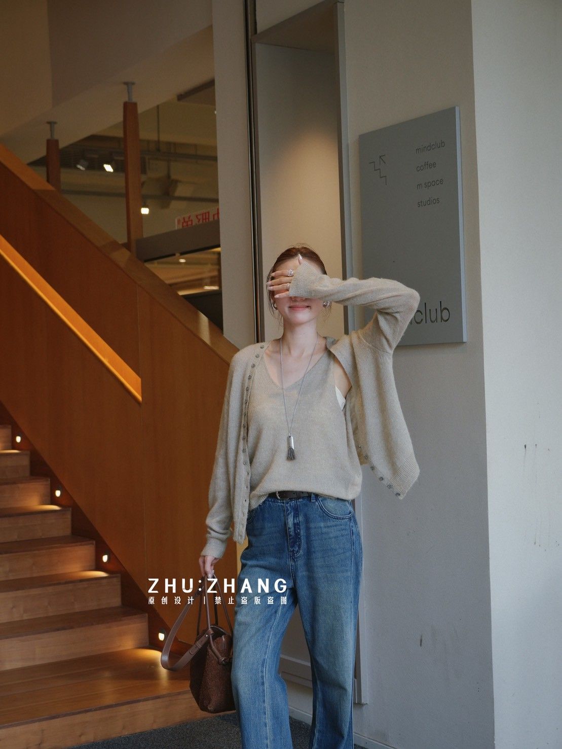 6折B030 復古刷色直筒牛仔褲