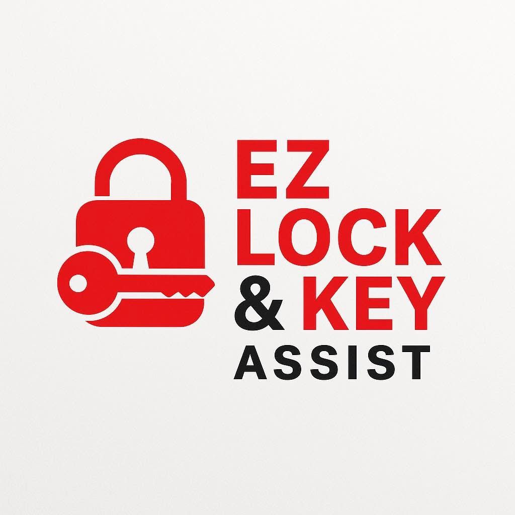 Red padlock and key graphic; text 