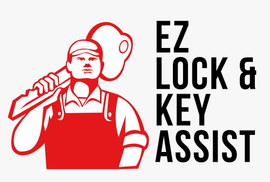 Red padlock and key icon with the text 