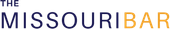 A blue and yellow logo for the missouri bar