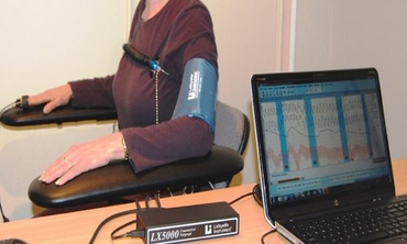 Lady during polygraph test