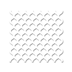 Motivo a reticolo bianco con forme ad arco interconnesse ripetute su uno sfondo bianco uniforme.