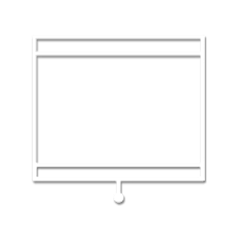 Un'icona bianca stilizzata raffigurante uno schermo di proiezione rettangolare o un display a scomparsa appeso a una linguetta centrale.
