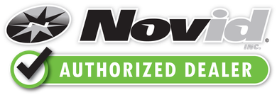 Logo for Novid, including an authorized dealer badge with a check mark.