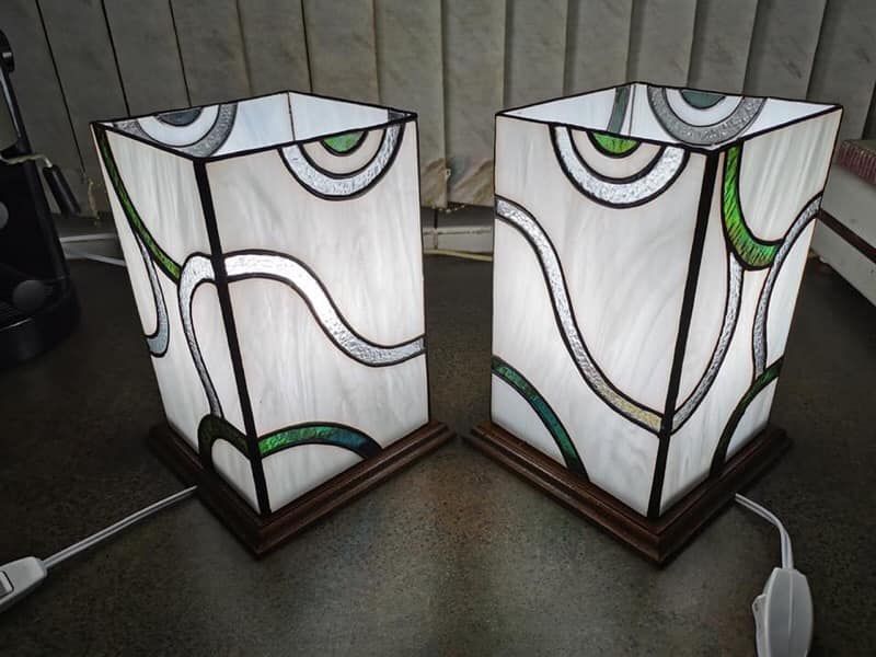 A Pair Of Stained Glass Lamps On A Table — Townsville Stained Glass In Cairns, QLD