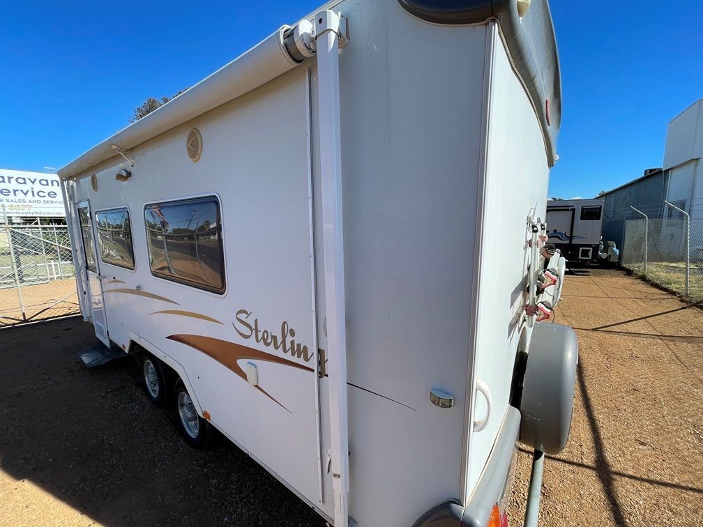 A White Sterling Caravan with A Deployed Awning &mdash; B & C Caravan Service Pty Ltd In Dubbo, NSW
