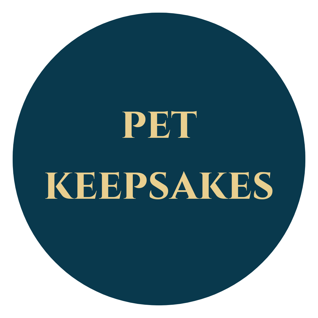 Blue circle with the words PET KEEPSAKES inside.