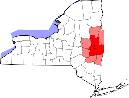 A map of new york state with a red area highlighted