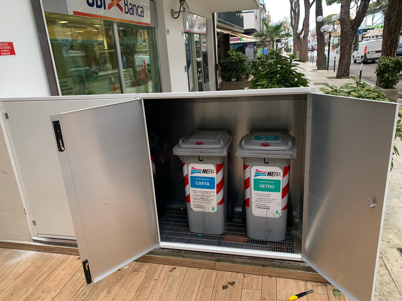 contenitore per bidoni rifiuti in lamiera zincata