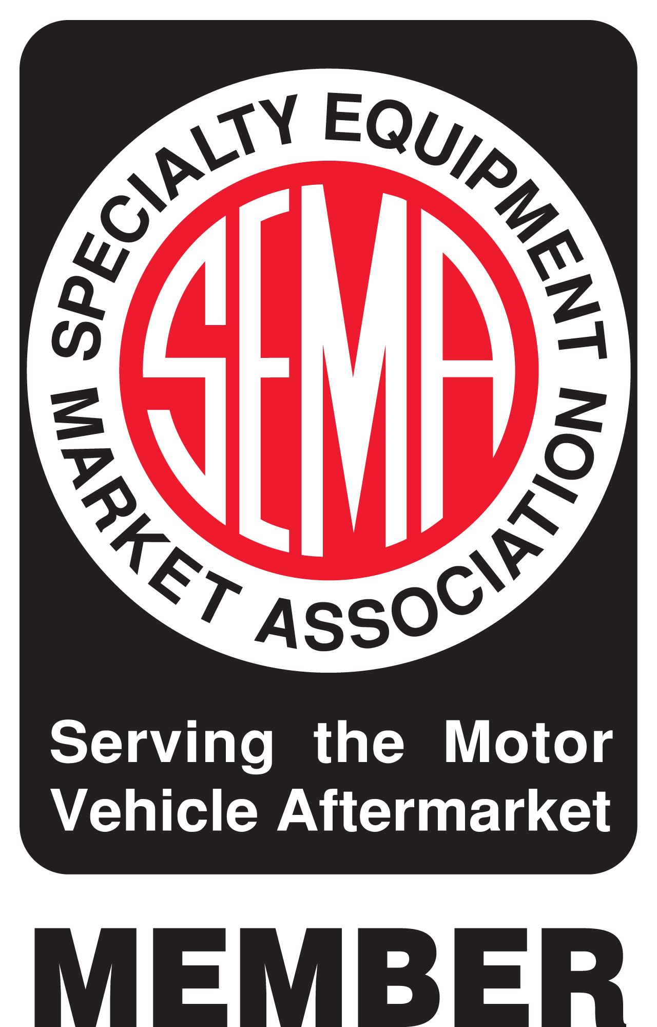 The sema specialty equipment market association logo is red and white. | Truck Unique