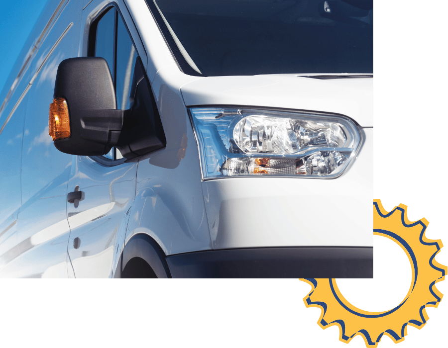 White fleet van exterior representing commercial fleet maintenance services.