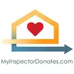 The logo for my inspector donates.com is a house with a heart and an arrow.