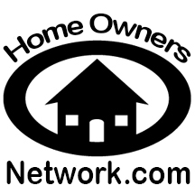 A black and white logo for home owners network.com.