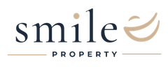 Go Home Smile Property logo with navy text and gold smile mark on a white background