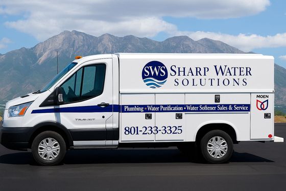 Sharp Water Solutions Service Van Providing Water Softener Services in Bluffdale, UT Sharp Water Solutions Service Van Providing Water Softener Services in Bluffdale, UT