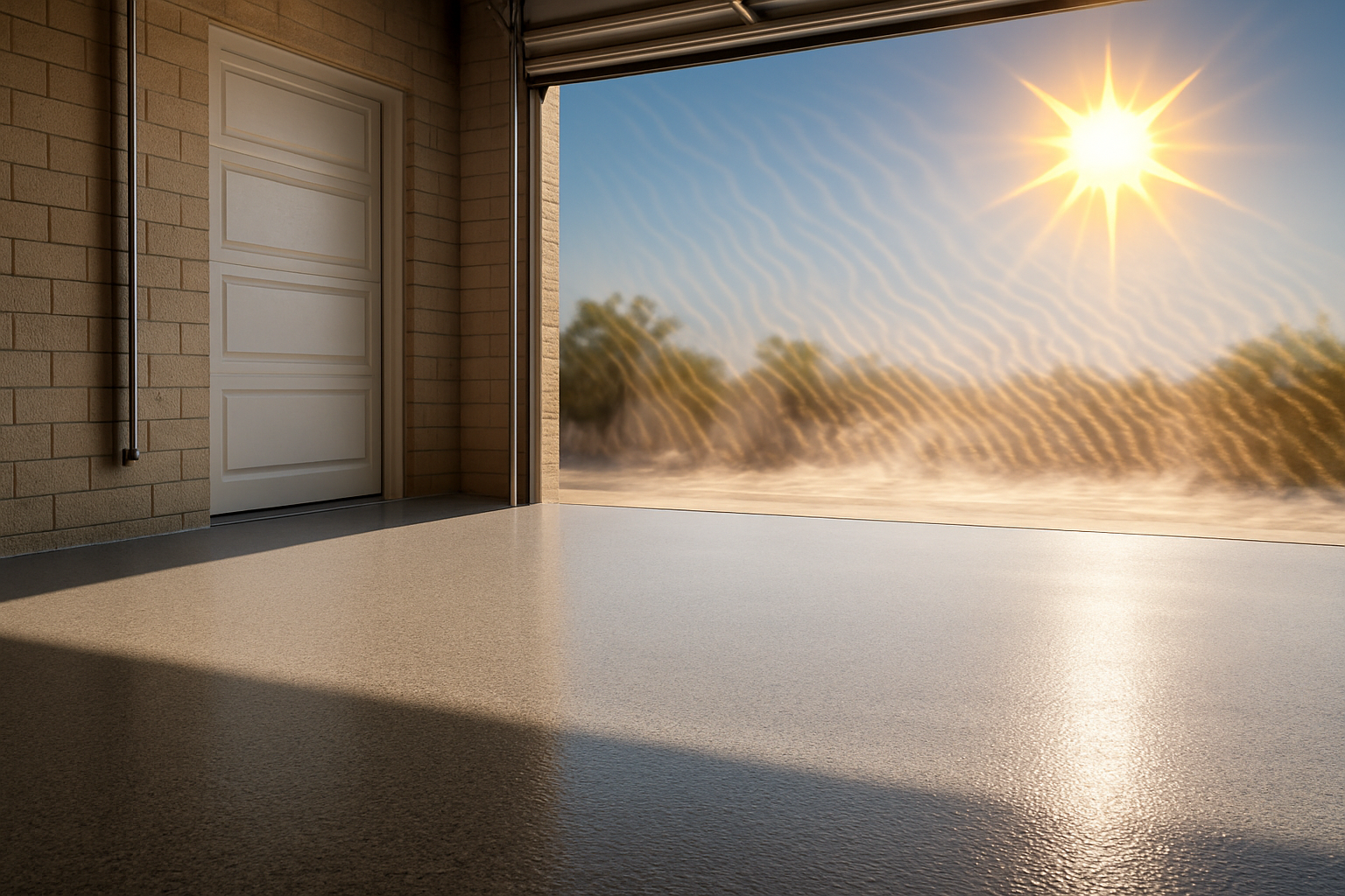 Hot Texas sun beating down on an epoxy floor