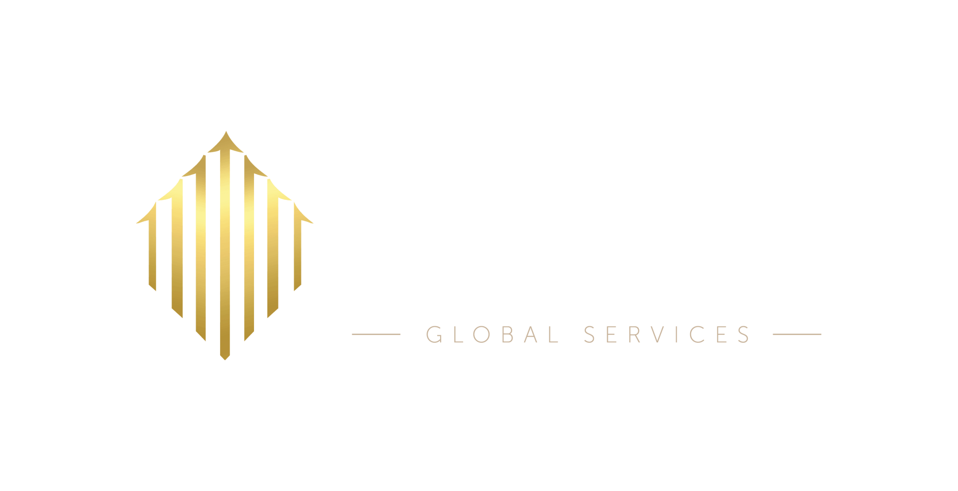 A logo for a company called global services with a gold arrow pointing up.