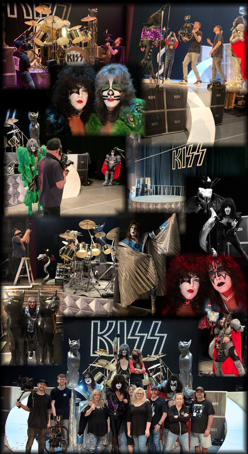 a collage of photos of kiss band members on stage