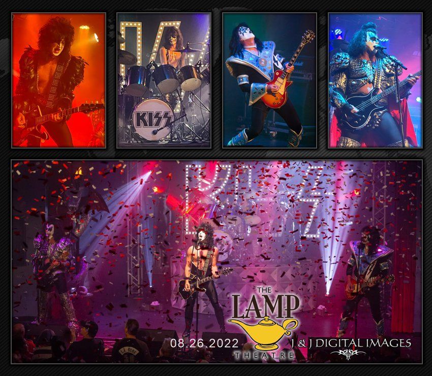 a collage of photos of kiss performing on stage