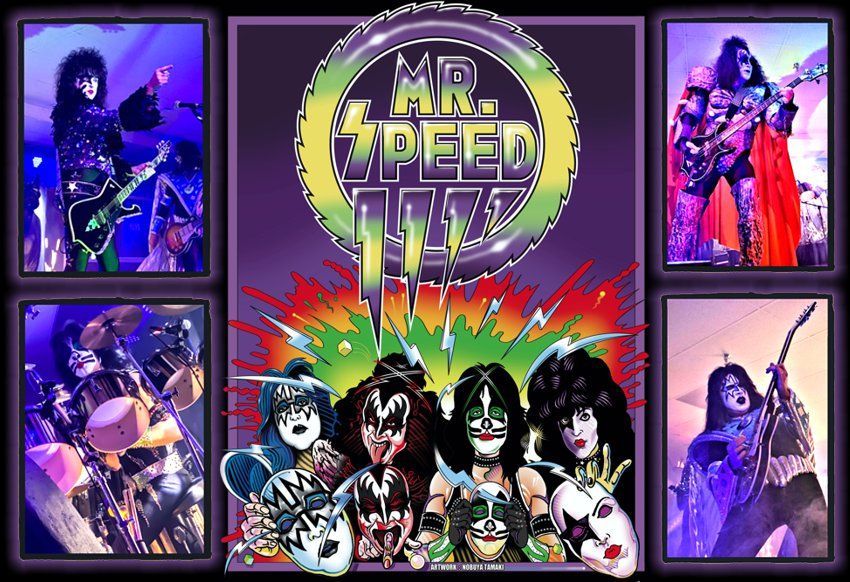 a poster for a community concert with kiss on it .