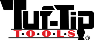 Logo for Tut-Tip Tools, black text with red 