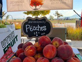 peaches on display
