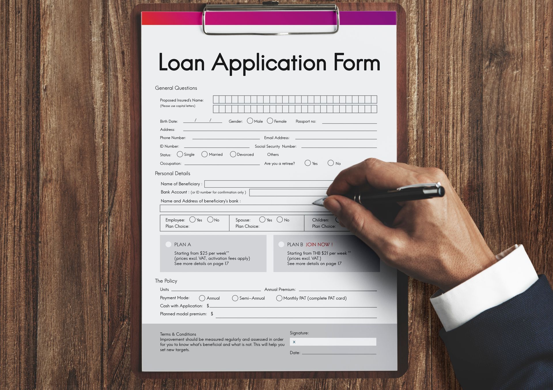 Sign loan form