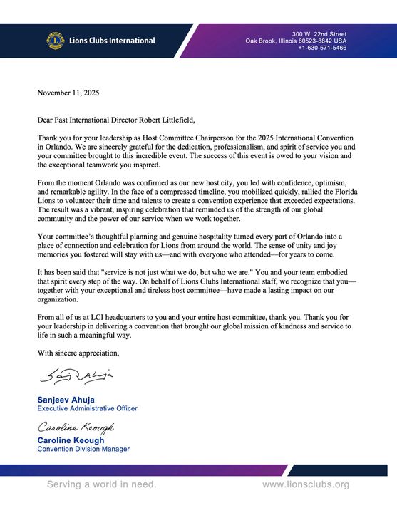 Letterhead with purple/blue design, text, and signatures.