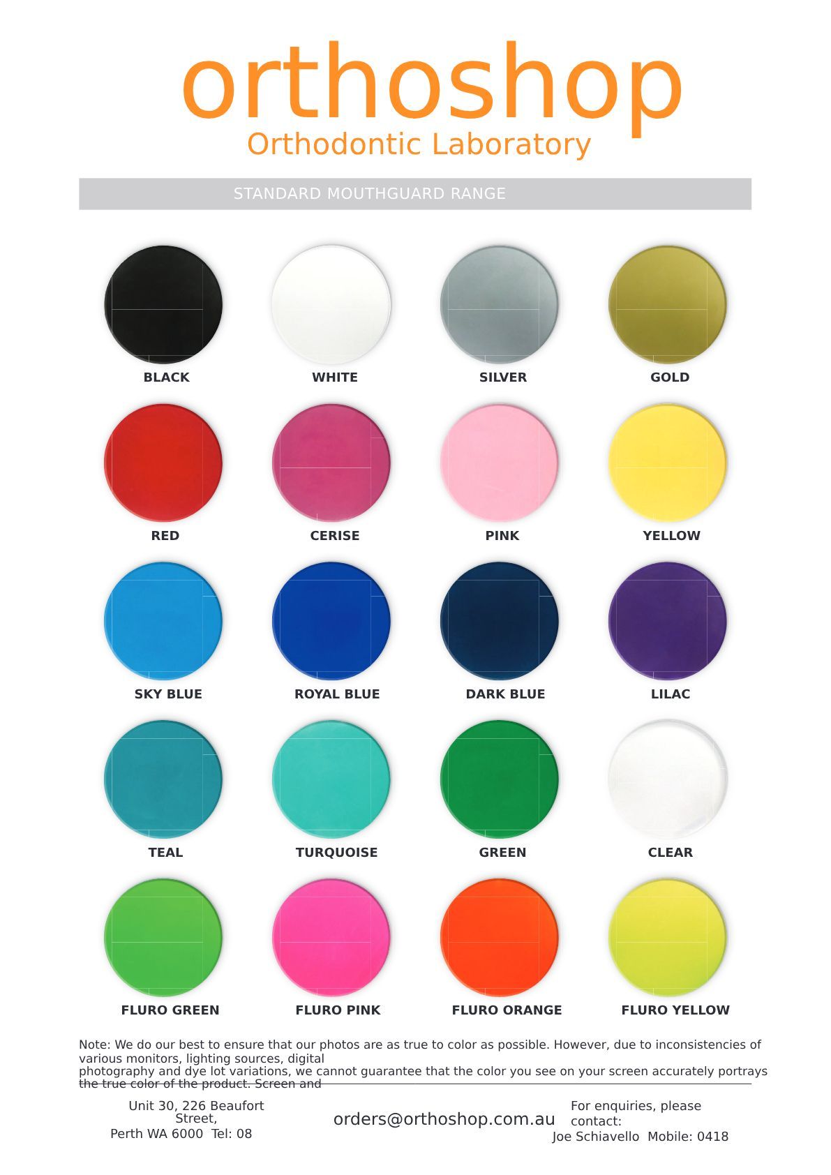 Standard Colour Chart