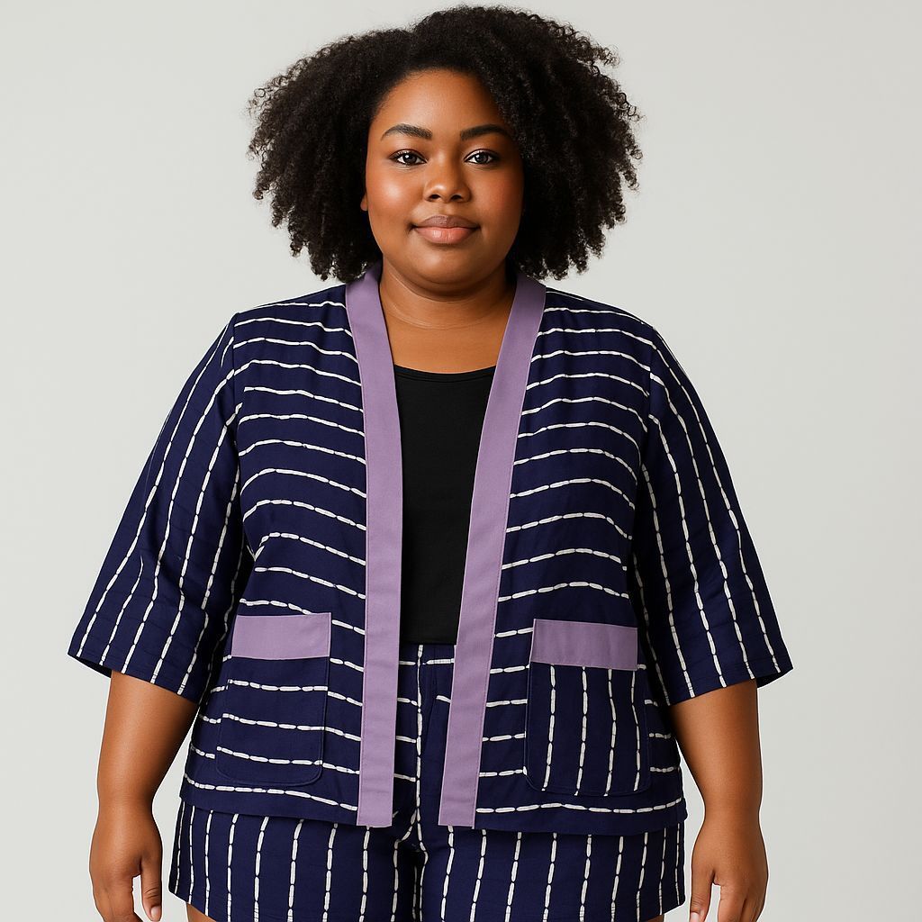 Elegant Kimono Jacket & Shorts Set Afro-Fusion Style