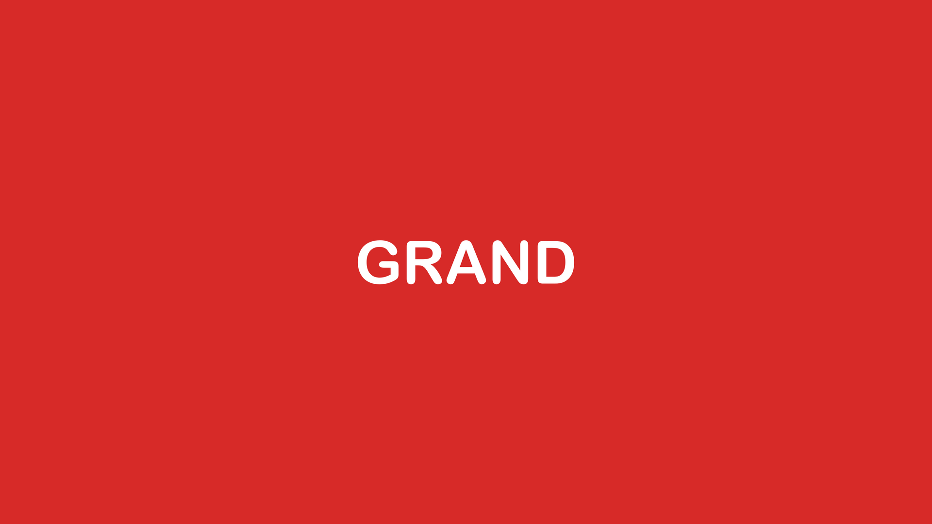 The word grand is on a red background.