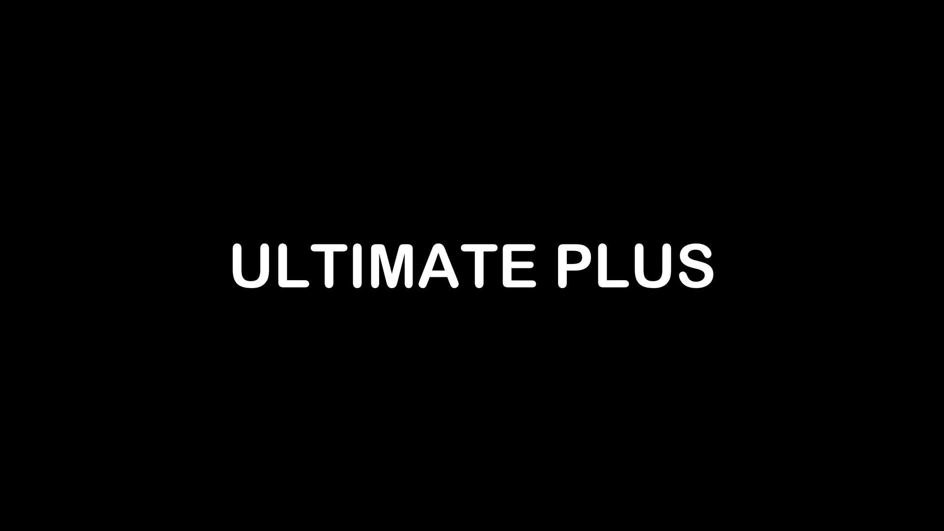 The word ultimate plus is written in white on a black background.