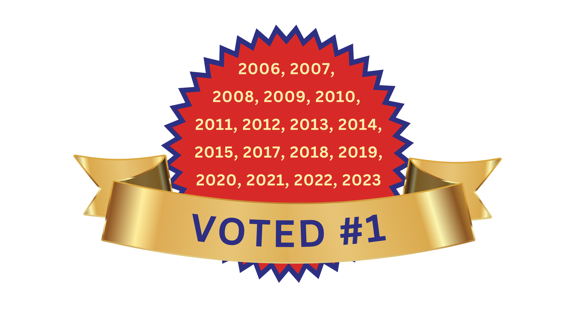 A badge that says voted # 1 on it
