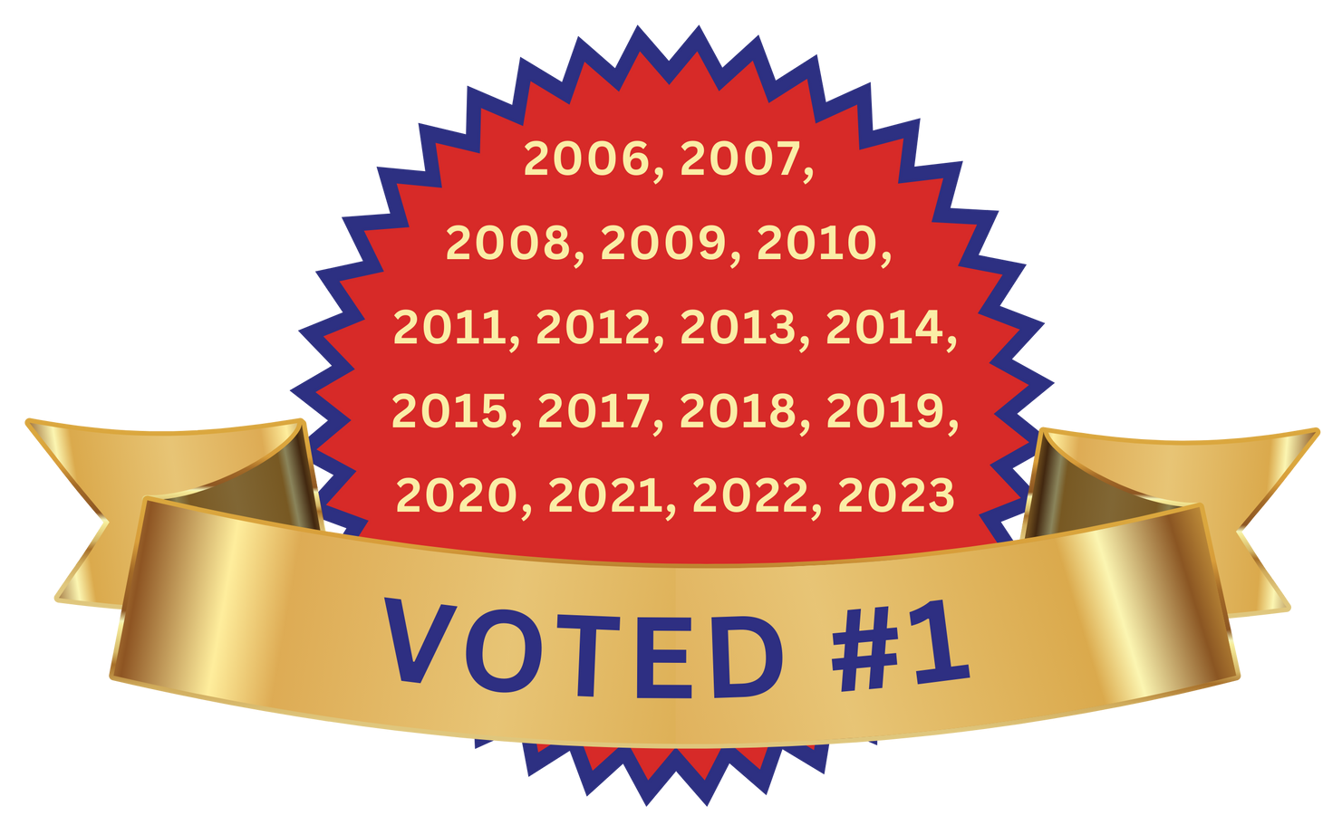 A badge that says voted # 1 on it